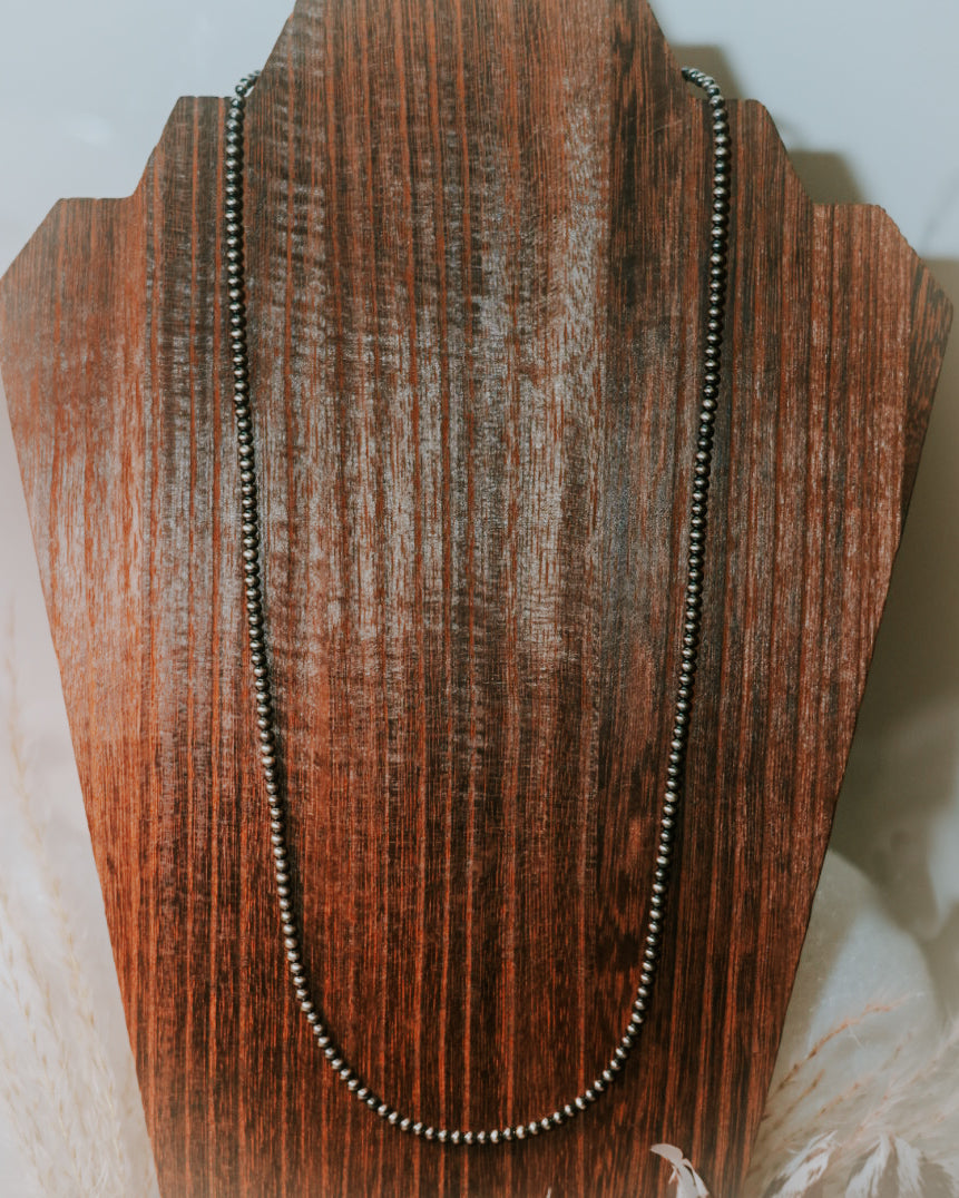 Navajo Pearl Necklace - 3MM 24” - Smokin' Blues Turquoise