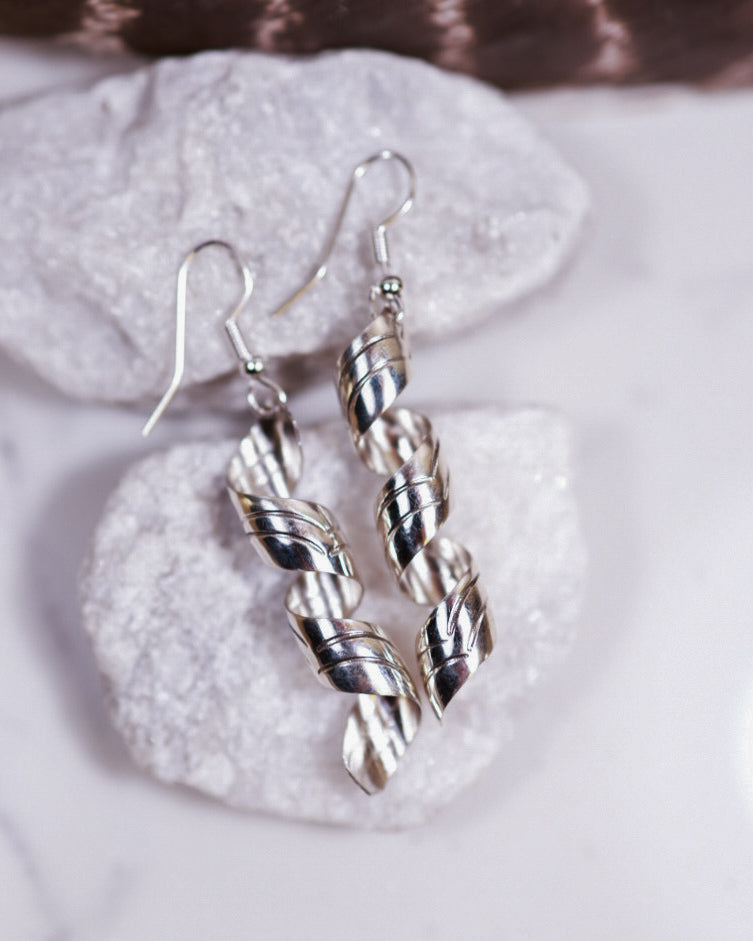 Sterling Twist Earrings - Smokin' Blues Turquoise