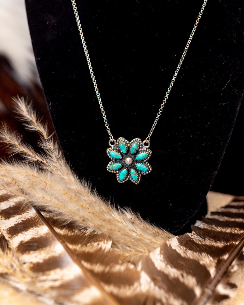 Turquoise and Mother of Pearl Necklace - Smokin' Blues Turquoise