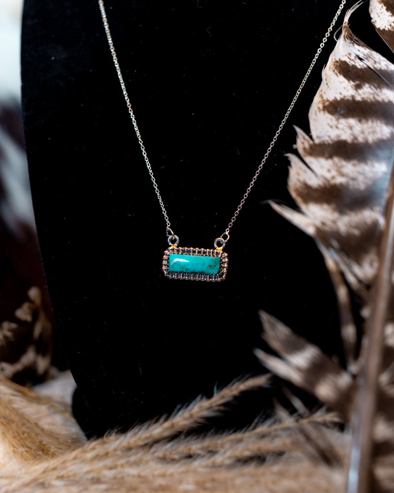Turquoise Bar Necklace - Smokin' Blues Turquoise