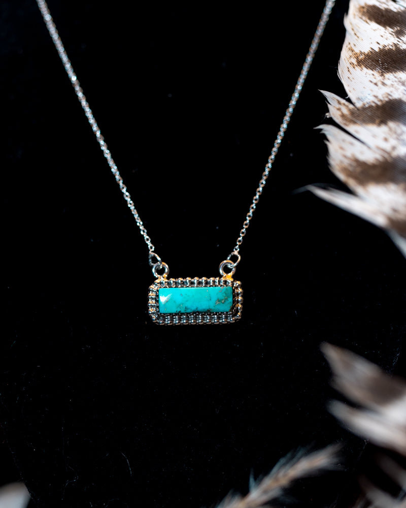 Turquoise Bar Necklace - Smokin' Blues Turquoise