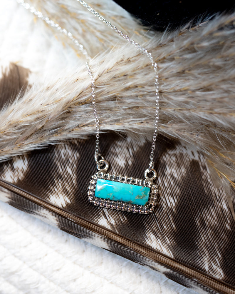 Turquoise Bar Necklace - Smokin' Blues Turquoise