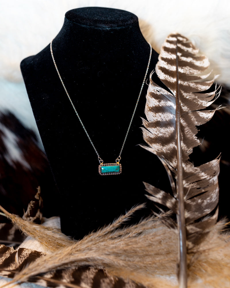 Turquoise Bar Necklace - Smokin' Blues Turquoise