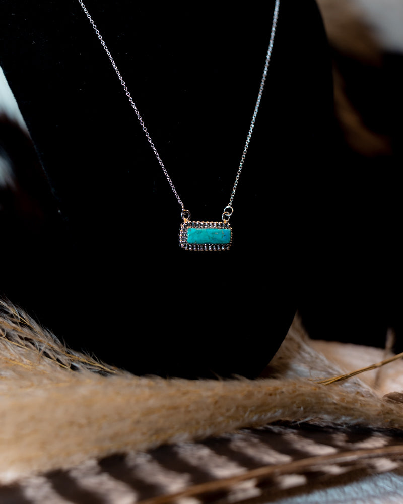 Turquoise Bar Necklace - Smokin' Blues Turquoise