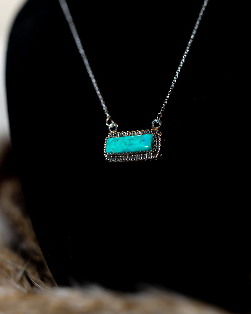 Turquoise Bar Necklace - Smokin' Blues Turquoise