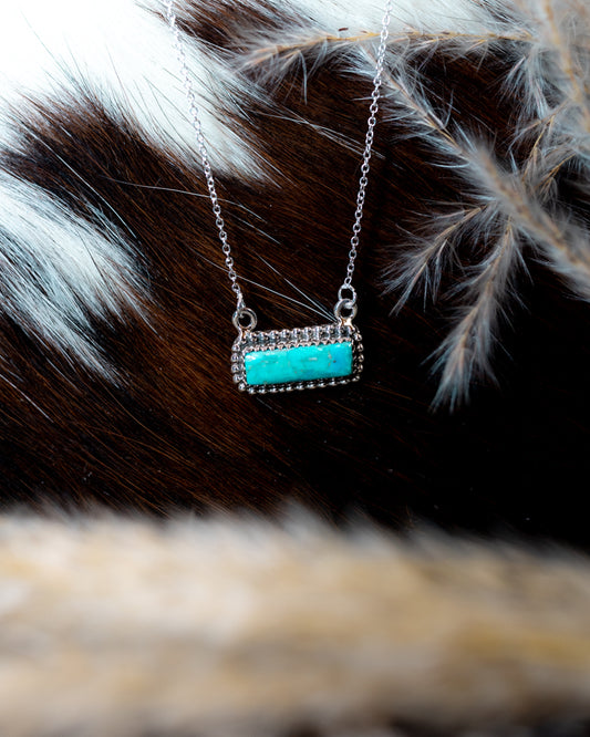 Turquoise Bar Necklace - Smokin' Blues Turquoise