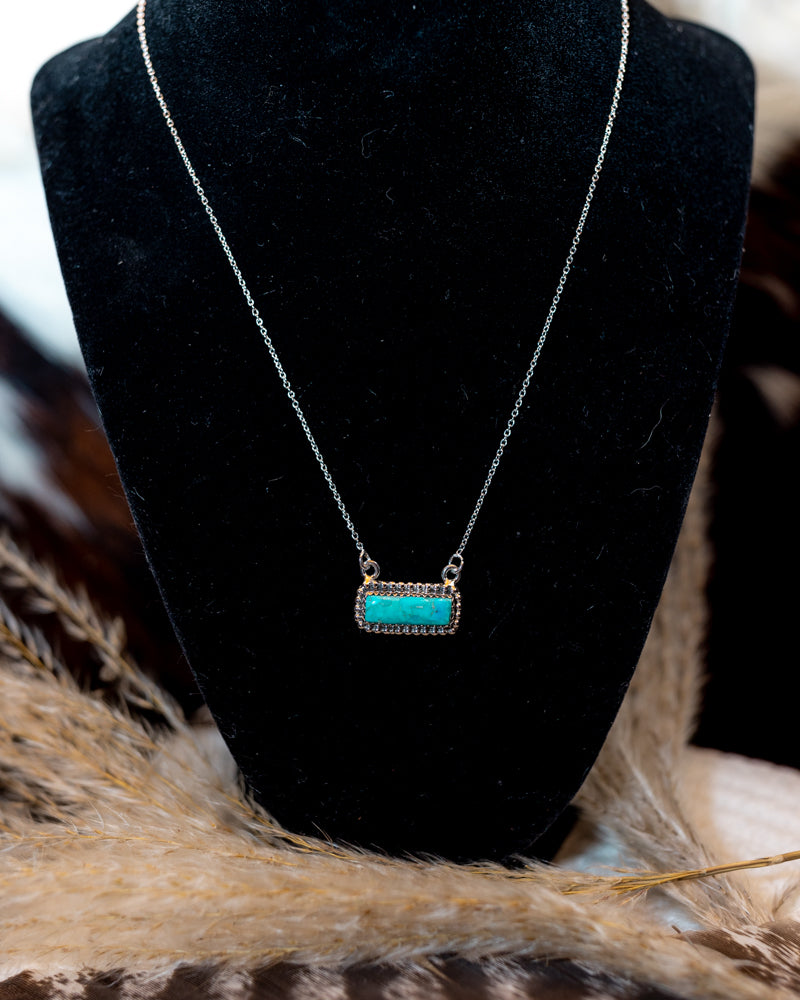 Turquoise Bar Necklace - Smokin' Blues Turquoise