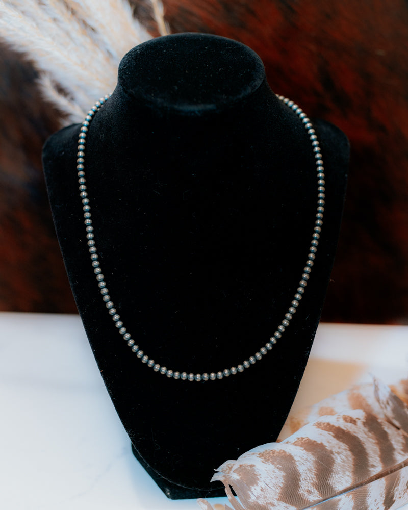 Navajo Pearl Necklace - 4MM 20" - Smokin' Blues Turquoise