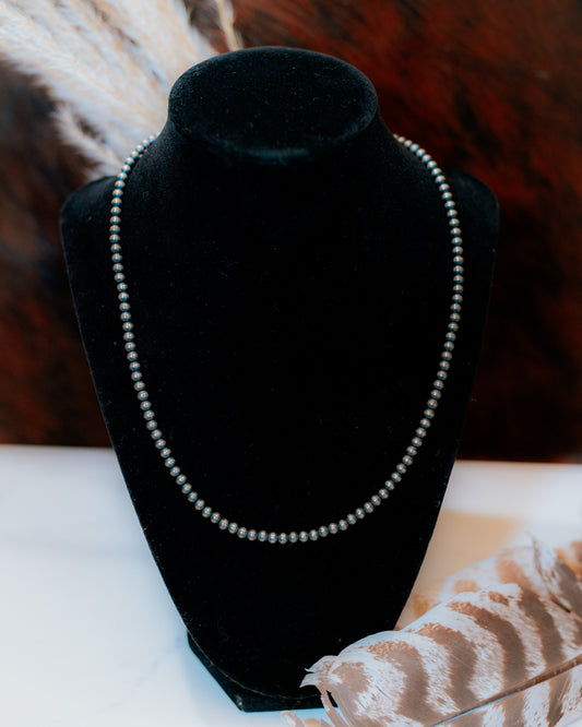Navajo Pearl Necklace - 4MM 20" - Smokin' Blues Turquoise