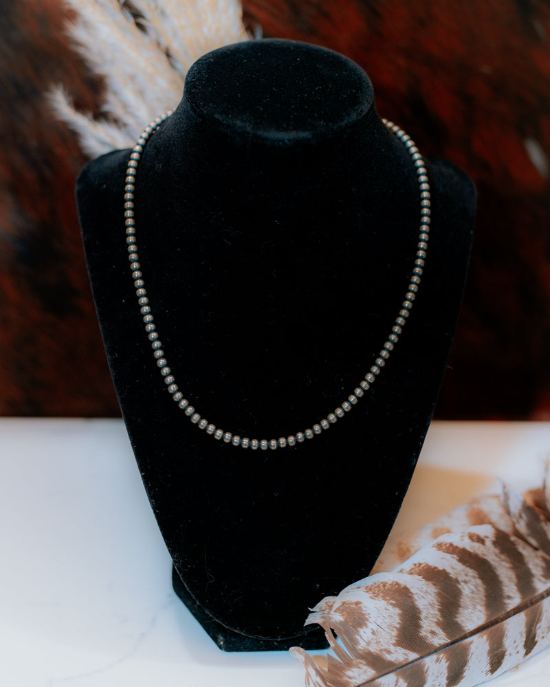 Navajo Pearl Necklace 4MM 18" - Smokin' Blues Turquoise