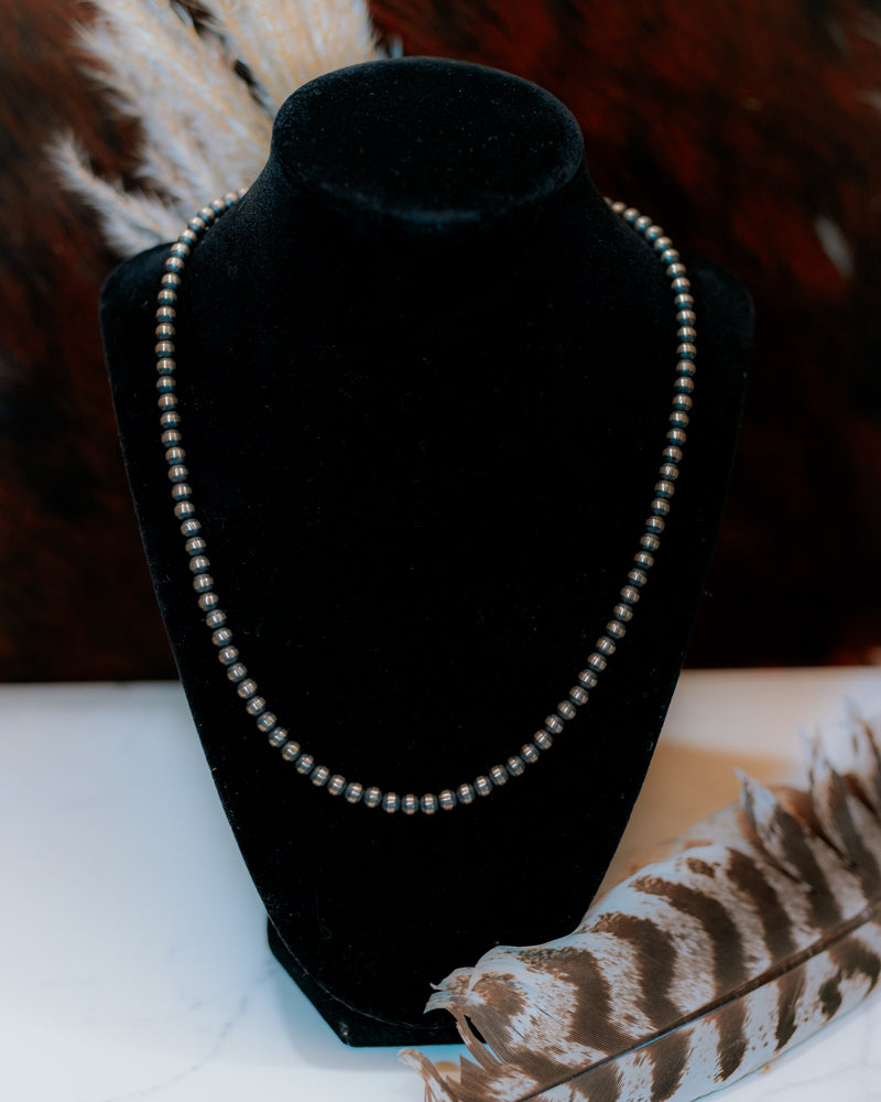 Navajo Pearl Necklace - 5MM 20" - Smokin' Blues Turquoise