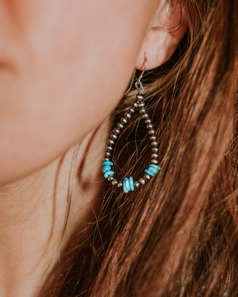 Navajo Pearl Earrings - Smokin' Blues Turquoise
