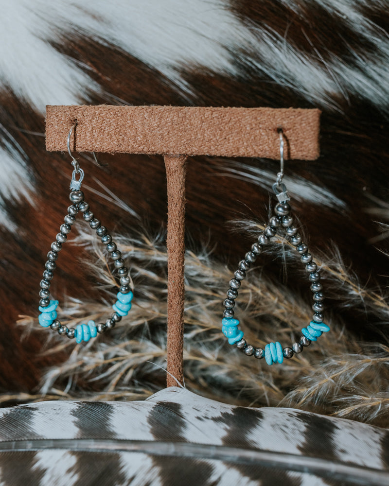 Navajo Pearl Earrings - Smokin' Blues Turquoise