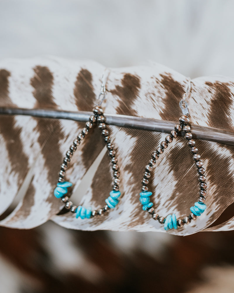 Navajo Pearl Earrings - Smokin' Blues Turquoise
