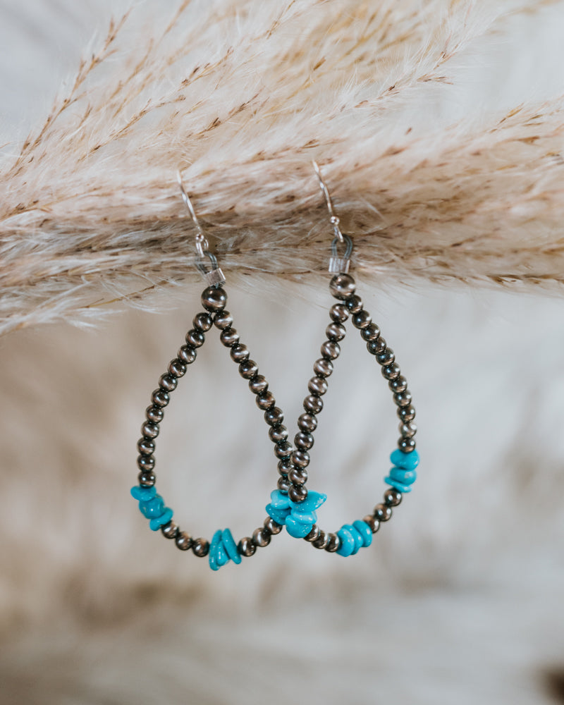 Navajo Pearl Earrings - Smokin' Blues Turquoise