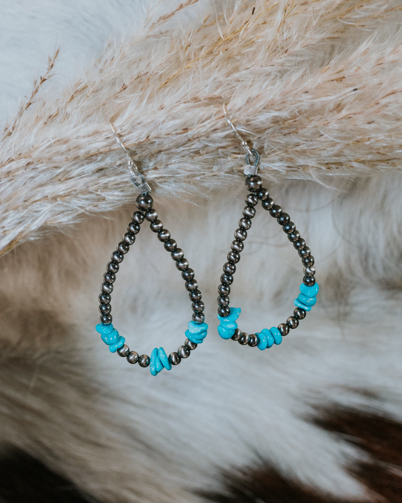 Navajo Pearl Earrings - Smokin' Blues Turquoise