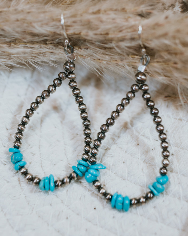 Navajo Pearl Earrings - Smokin' Blues Turquoise