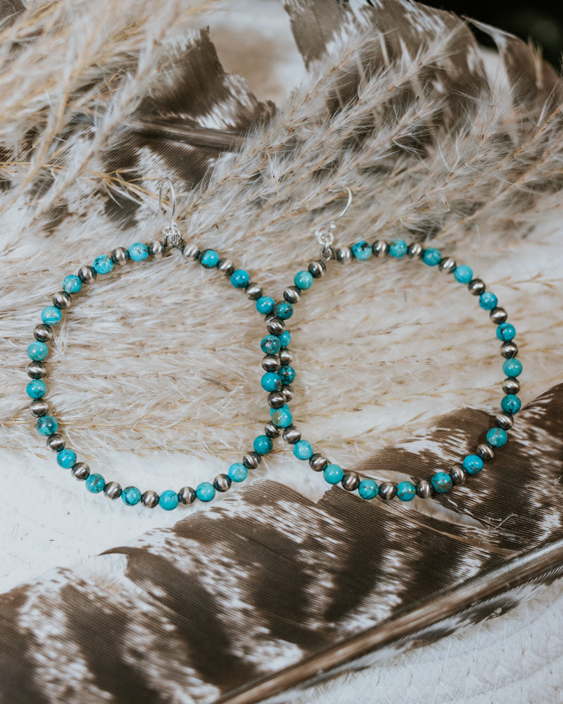 Navajo Pearl Earrings - Smokin' Blues Turquoise