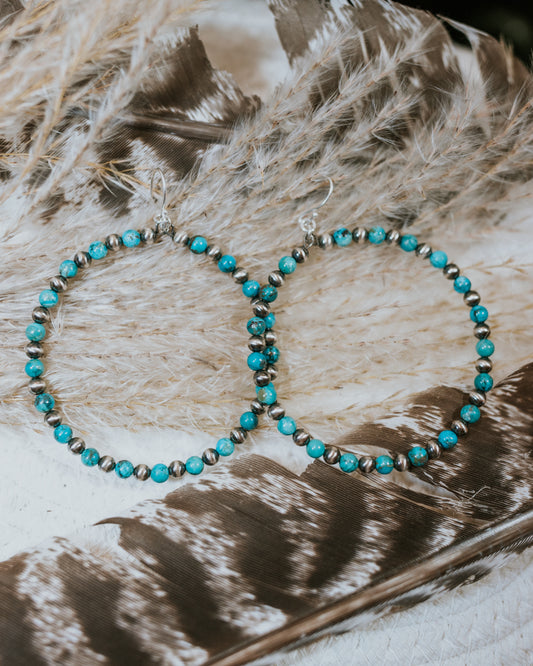 Navajo Pearl Earrings - Smokin' Blues Turquoise