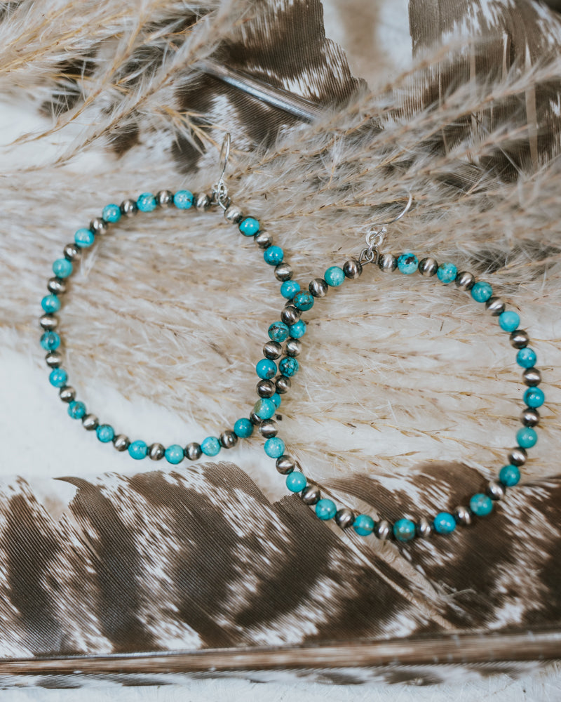Navajo Pearl Earrings - Smokin' Blues Turquoise