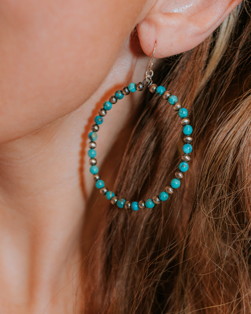 Navajo Pearl Earrings - Smokin' Blues Turquoise