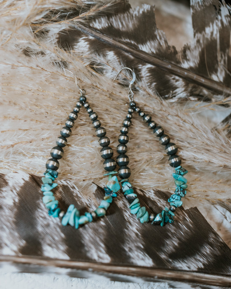 Navajo Pearl Earrings - Smokin' Blues Turquoise