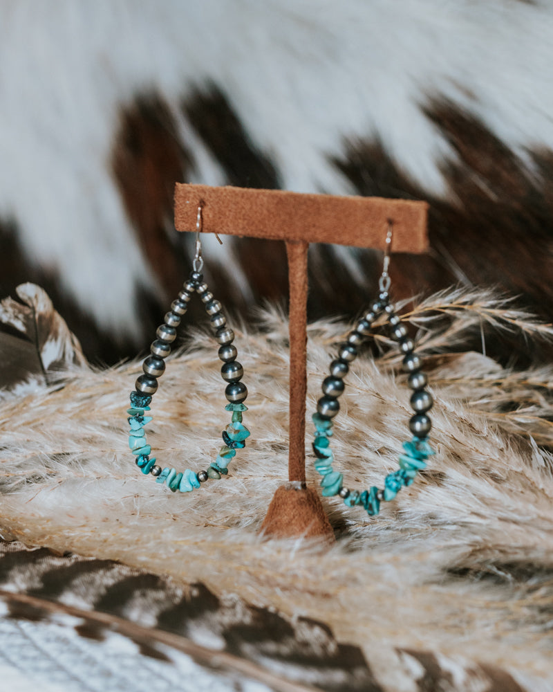 Navajo Pearl Earrings - Smokin' Blues Turquoise