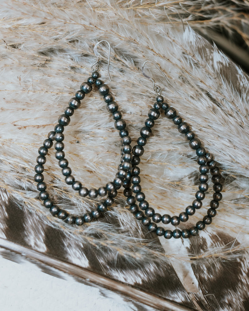 Navajo Pearl Earrings - Smokin' Blues Turquoise