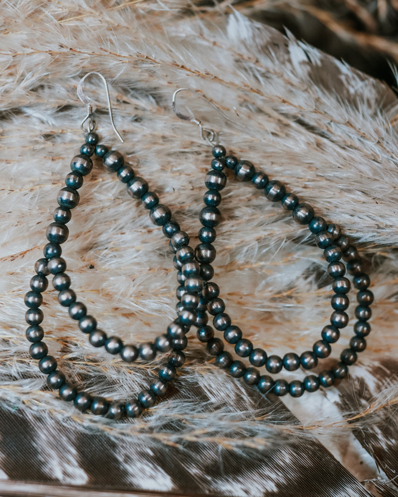 Navajo Pearl Earrings - Smokin' Blues Turquoise