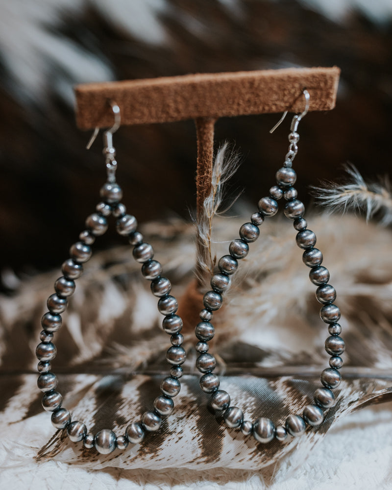 Navajo Pearl Earrings - Smokin' Blues Turquoise