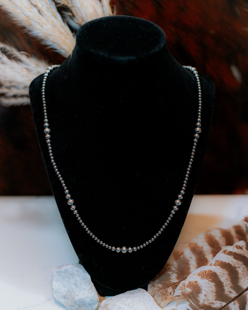 Navajo Pearl Necklace - 24" - Smokin' Blues Turquoise