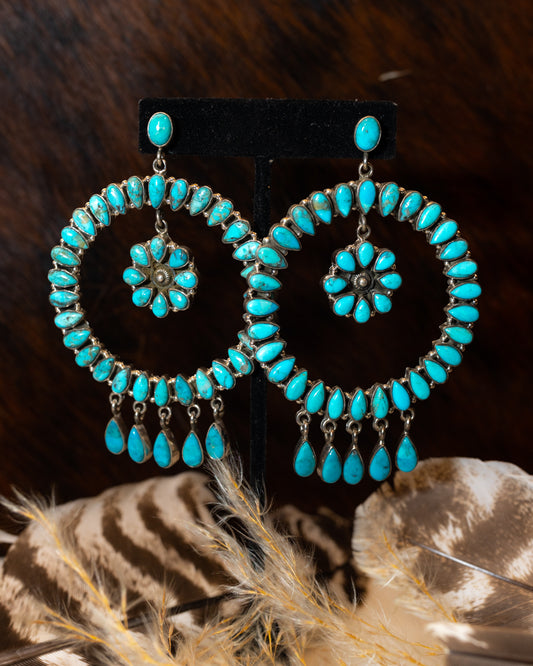 Turquoise Chandelier Earrings - Smokin' Blues Turquoise