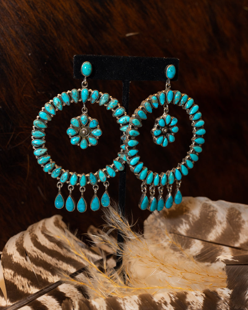 Turquoise Chandelier Earrings - Smokin' Blues Turquoise