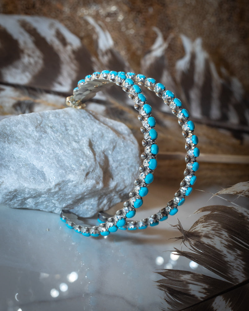 Turquoise Hoop Earrings - Smokin' Blues Turquoise