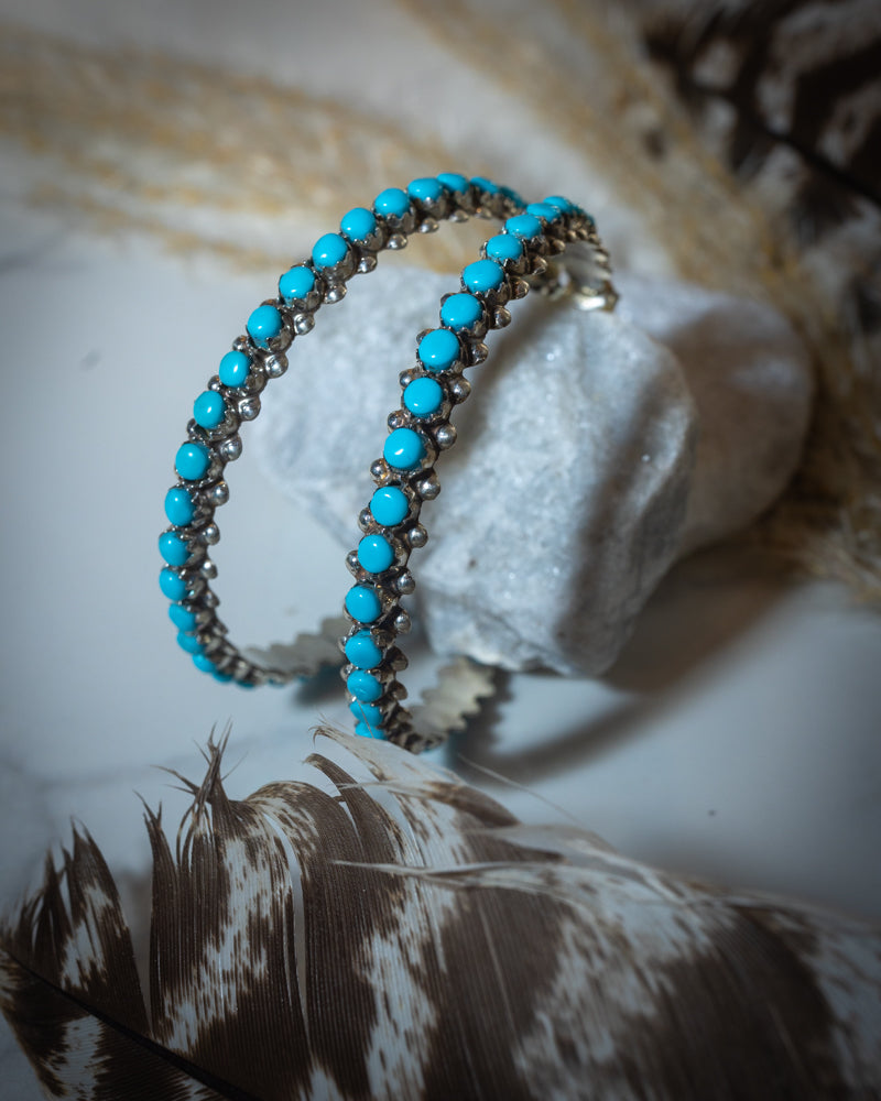 Turquoise Hoop Earrings - Smokin' Blues Turquoise