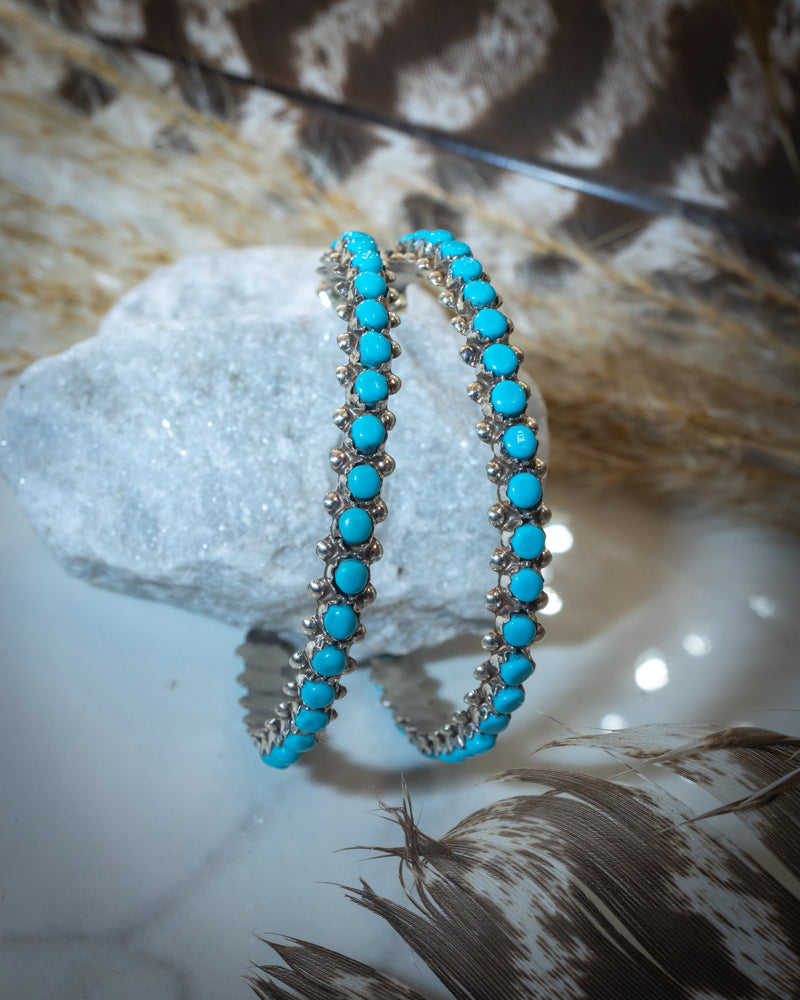 Turquoise Hoop Earrings - Smokin' Blues Turquoise