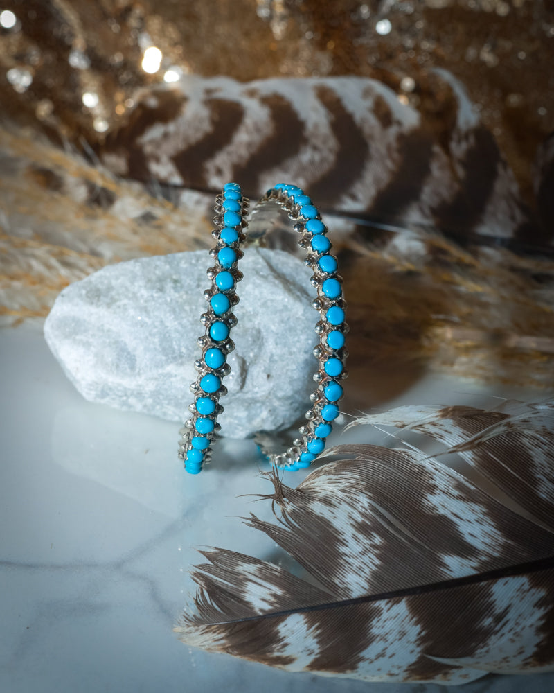 Turquoise Hoop Earrings - Smokin' Blues Turquoise