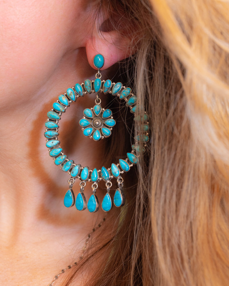 Turquoise Chandelier Earrings - Smokin' Blues Turquoise