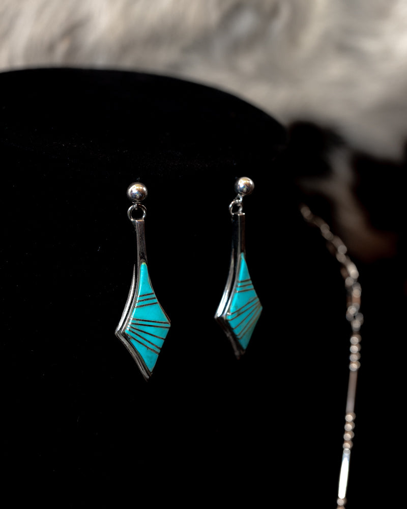 The Pocahontus Turquoise Inlay Necklace Set - Smokin' Blues Turquoise