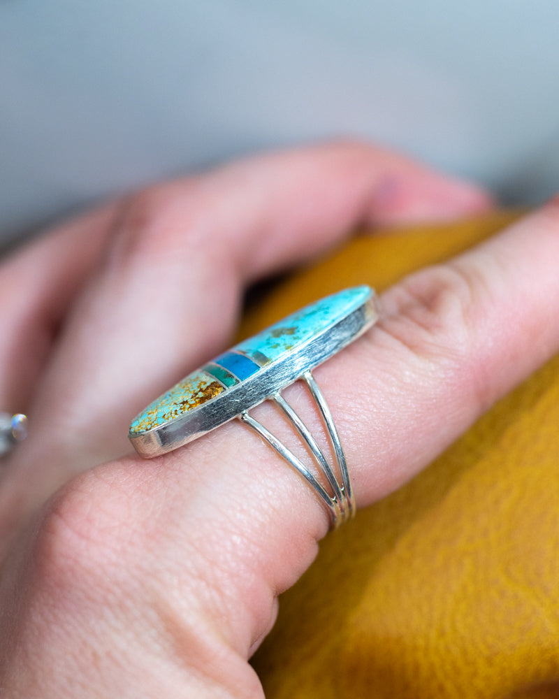 Turquoise Ring | Size 8.5 - Smokin' Blues Turquoise