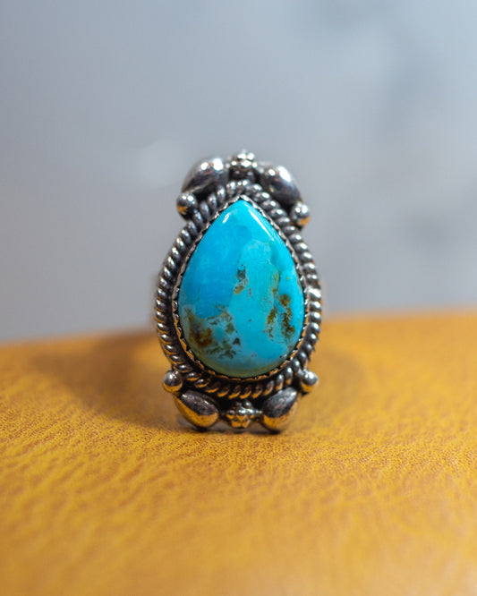Turquoise Ring Adjustable - Smokin' Blues Turquoise