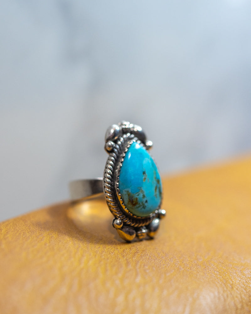 Turquoise Ring Adjustable - Smokin' Blues Turquoise