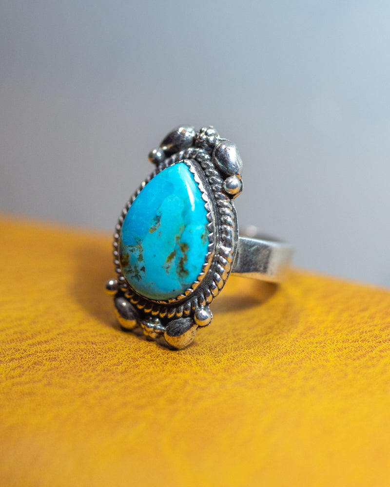 Turquoise Ring Adjustable - Smokin' Blues Turquoise