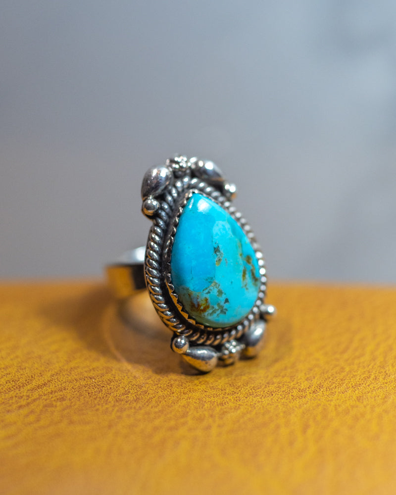Turquoise Ring Adjustable - Smokin' Blues Turquoise