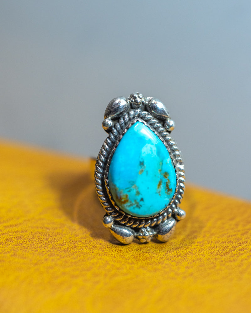 Turquoise Ring Adjustable - Smokin' Blues Turquoise