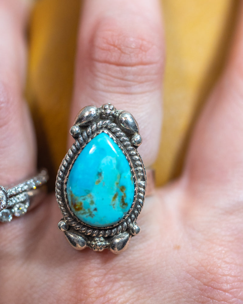 Turquoise Ring Adjustable - Smokin' Blues Turquoise