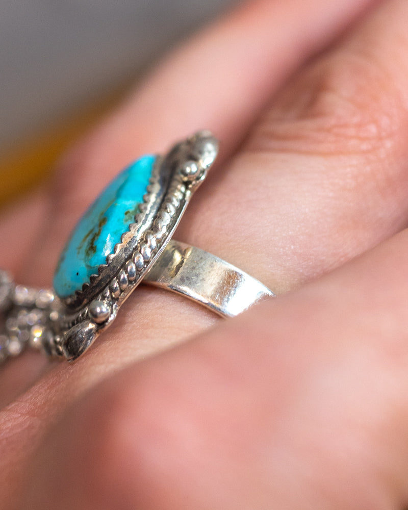 Turquoise Ring Adjustable - Smokin' Blues Turquoise