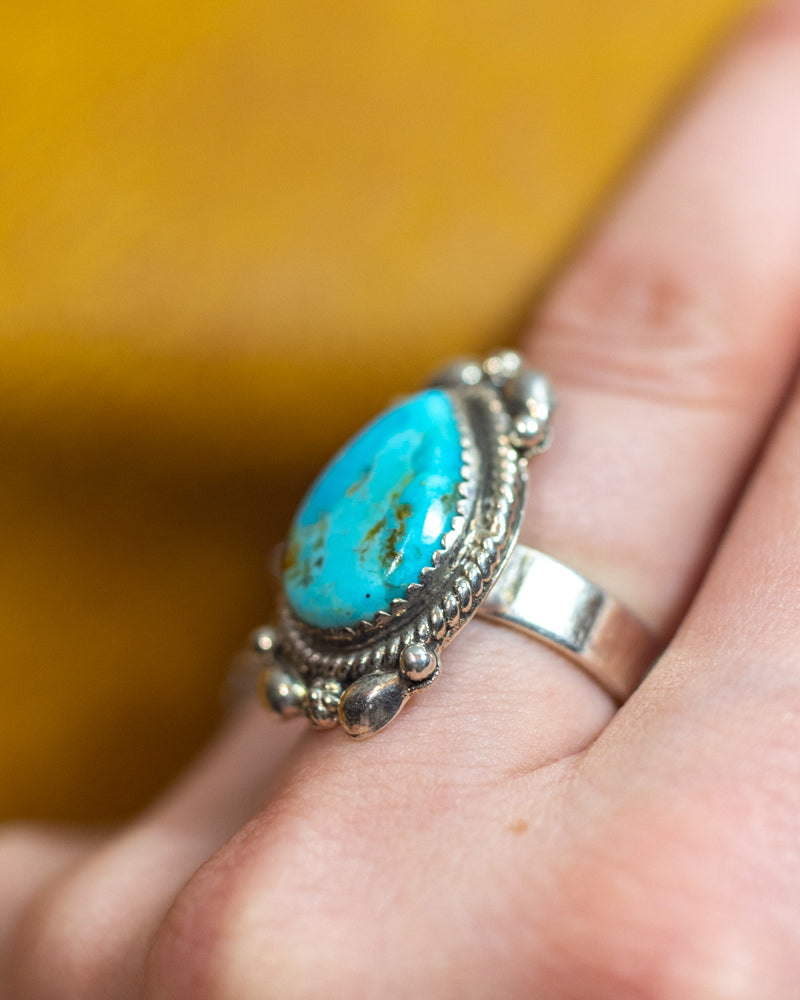 Turquoise Ring Adjustable - Smokin' Blues Turquoise