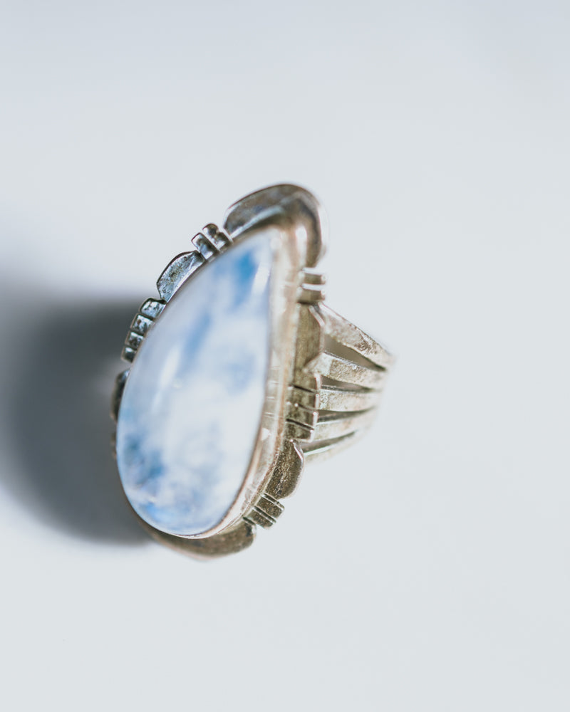 Moon Stone Ring Size 7 - Smokin' Blues Turquoise