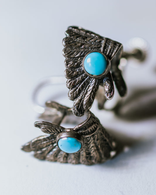 Turquoise Ear Cuffs - Smokin' Blues Turquoise